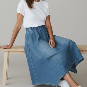 Wearables Denim Midi Full Skirt – Size Small – Elastic Waist